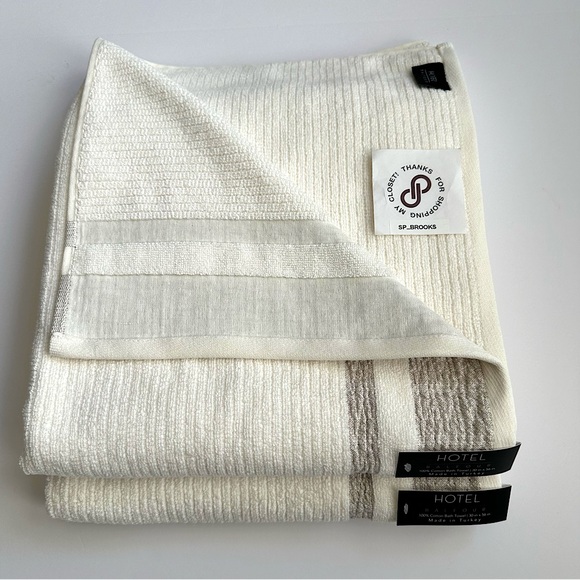 🎁6PC Hotel Balfour Bath Towel Set -CRMLTBG DUBLIN- Cotton- Cream & Heather Taupe - Picture 3 of 10